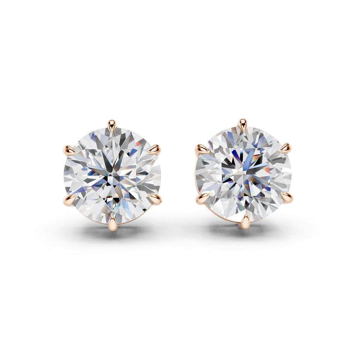 8 Carat Round Lab-Grown Diamond Stud Earrings (8 ct tw) - Vienna 6-Prong Crown, E VVS2, IGI Certified
