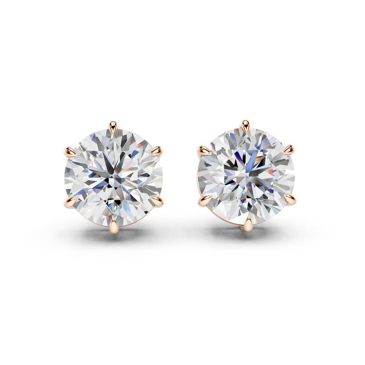 6 Carat Round Lab-Grown Diamond Stud Earrings (6 ct tw) - Vienna 6-Prong Crown, D VVS1, IGI Certified