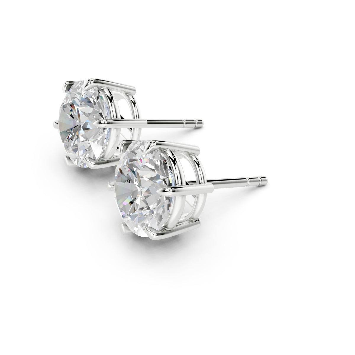 8 Carat Round Lab-Grown Diamond Stud Earrings (8 ct tw) - Vienna 6-Prong Crown, E VVS2, IGI Certified