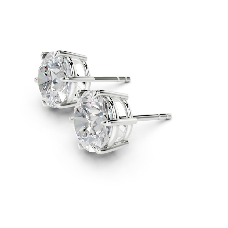 Vienna Round Diamond Six-Prong Crown-Set Stud Earrings in 14K White Gold by Ring Premier
