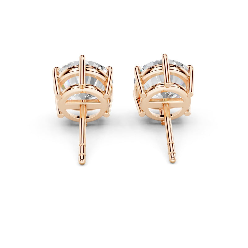 Vienna Round Diamond Six-Prong Crown-Set Stud Earrings in 14K Gold by Ring Premier — D VVS1