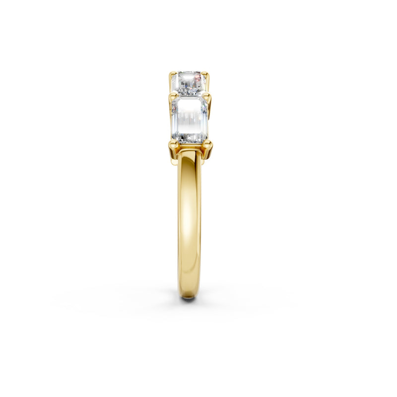 emerald cut five-stone lab diamond band in yellow gold
