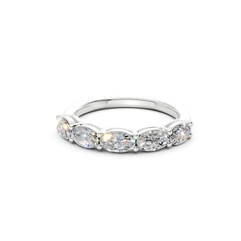 oval lab diamond halfway band on hand