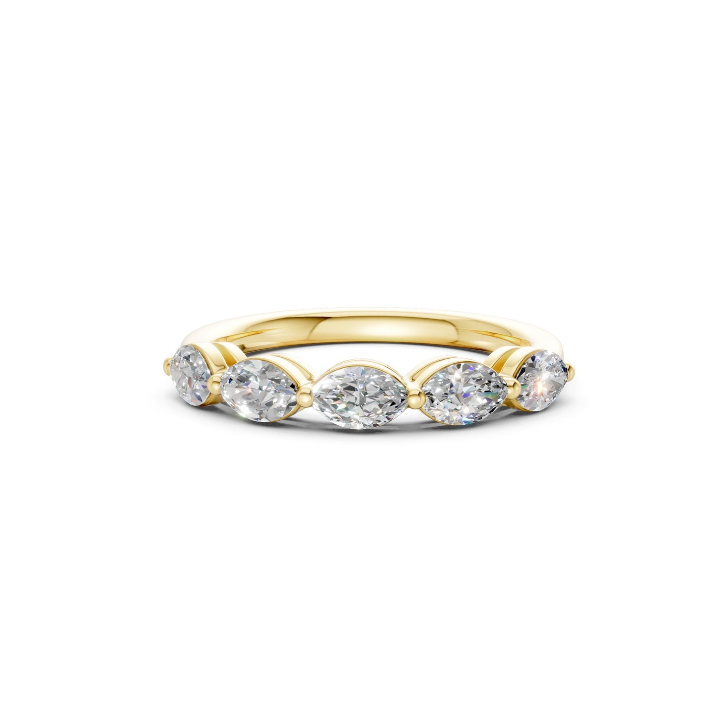 marquise five-stone lab diamond band in yellow gold
