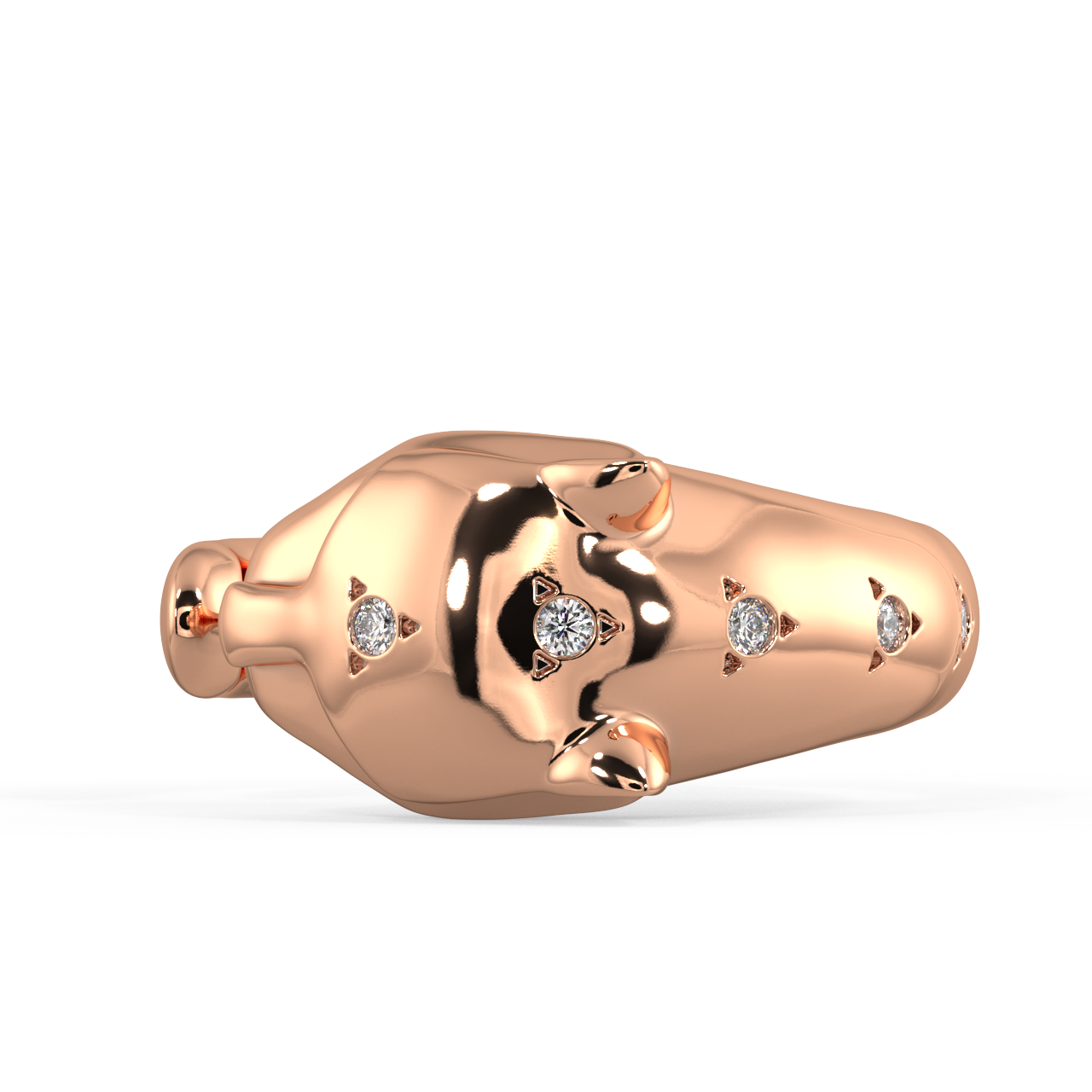 Feline Round Diamond Ring