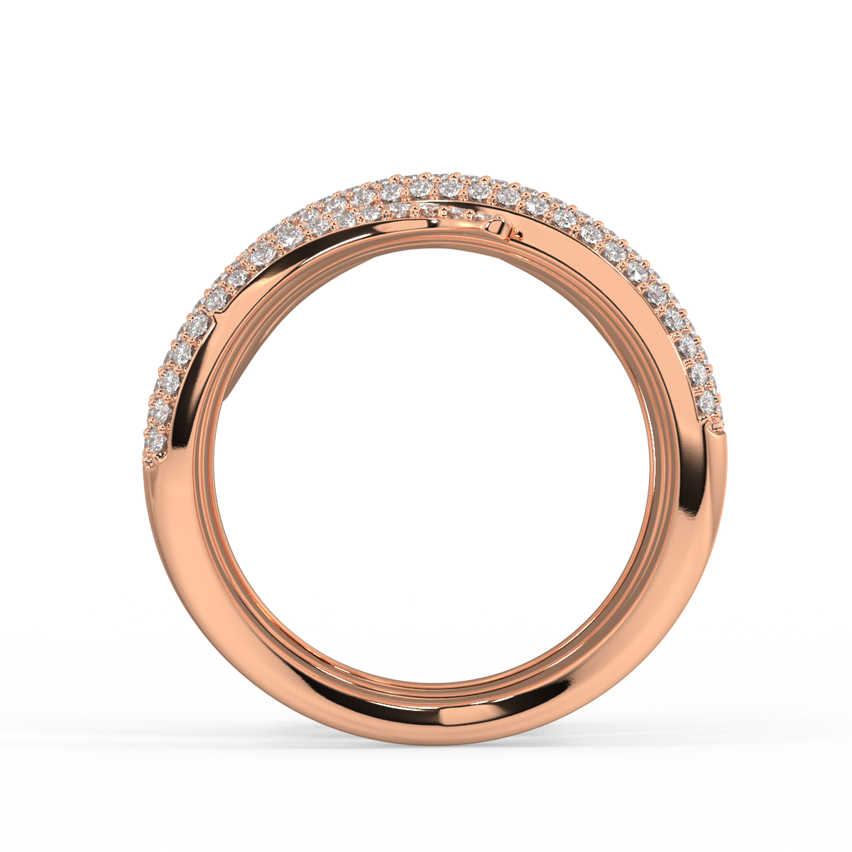 Twin Gilded Serpent Round Diamond Ring