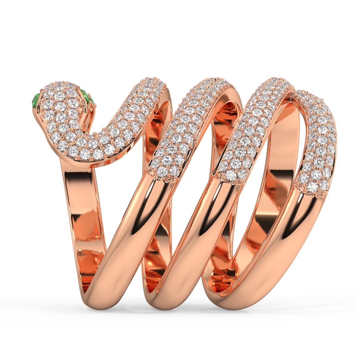 Twin Gilded Serpent Round Diamond Ring