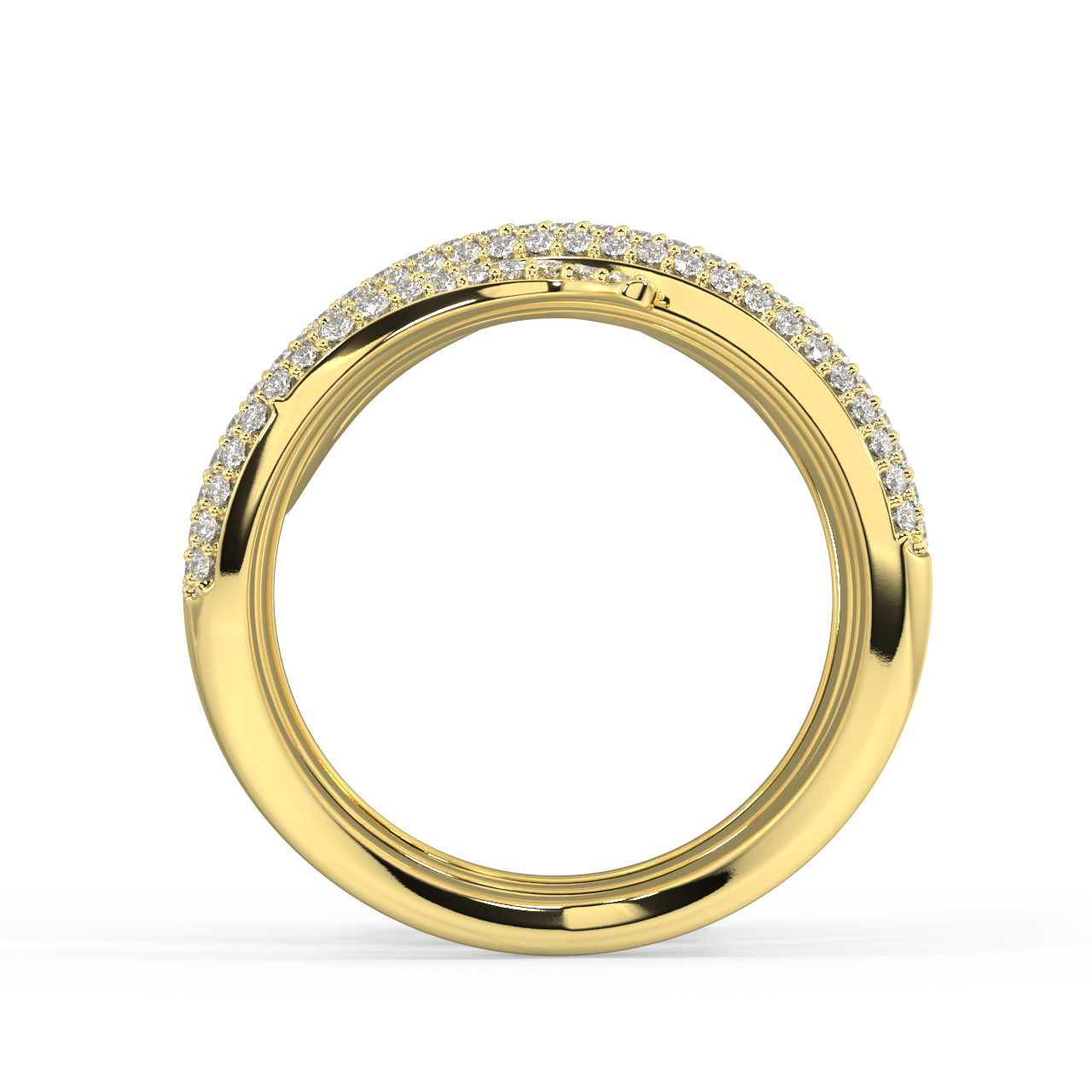 Twin Gilded Serpent Round Diamond Ring