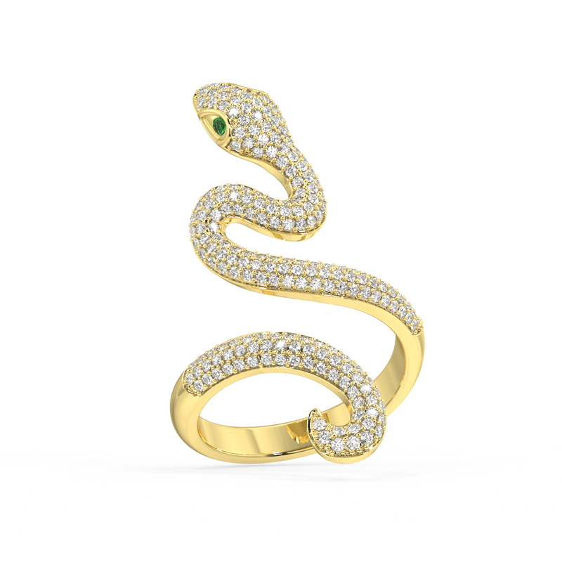 Gilded Serpent Round Diamond Ring