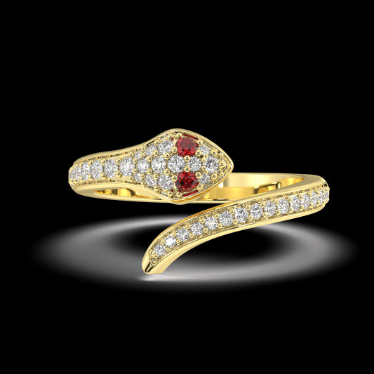 Crimson Serpent Diamond Ring