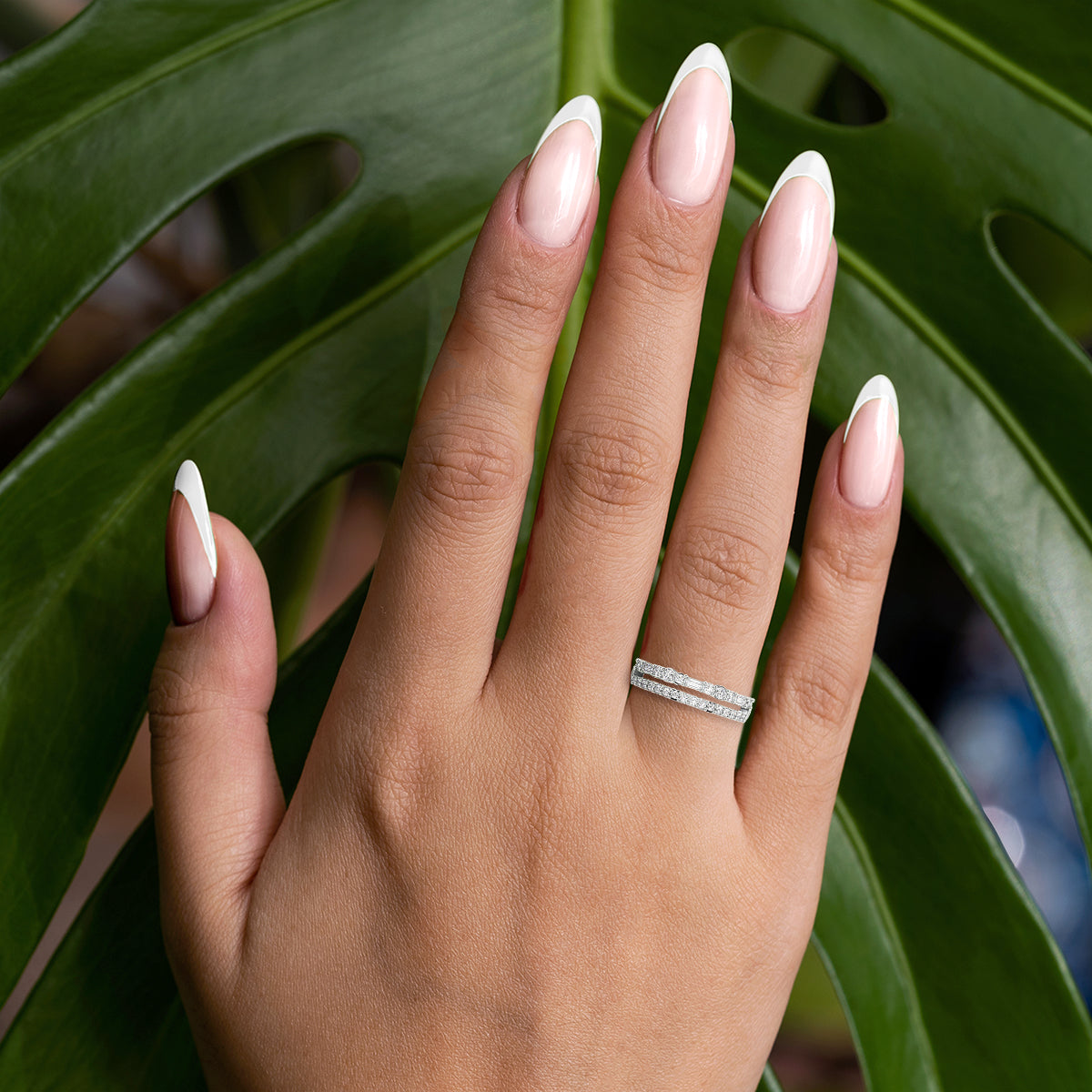 Coral Baguette Diamond Ring