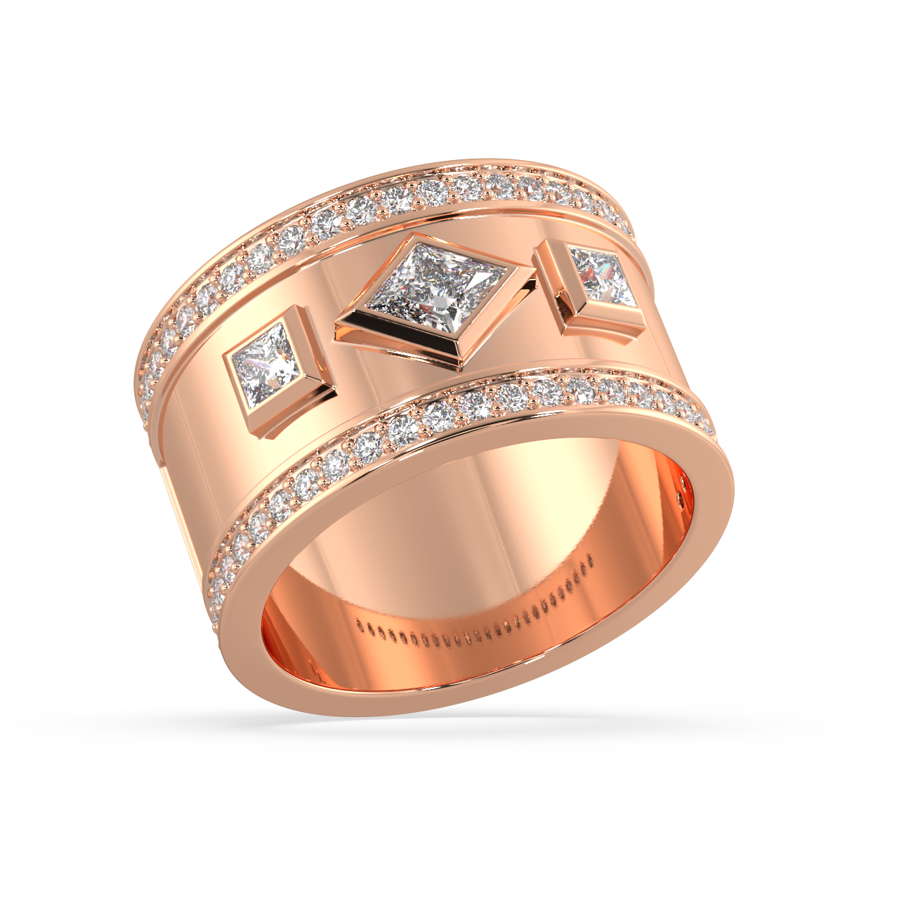 White Lozenge and Carre Diamonds Ring