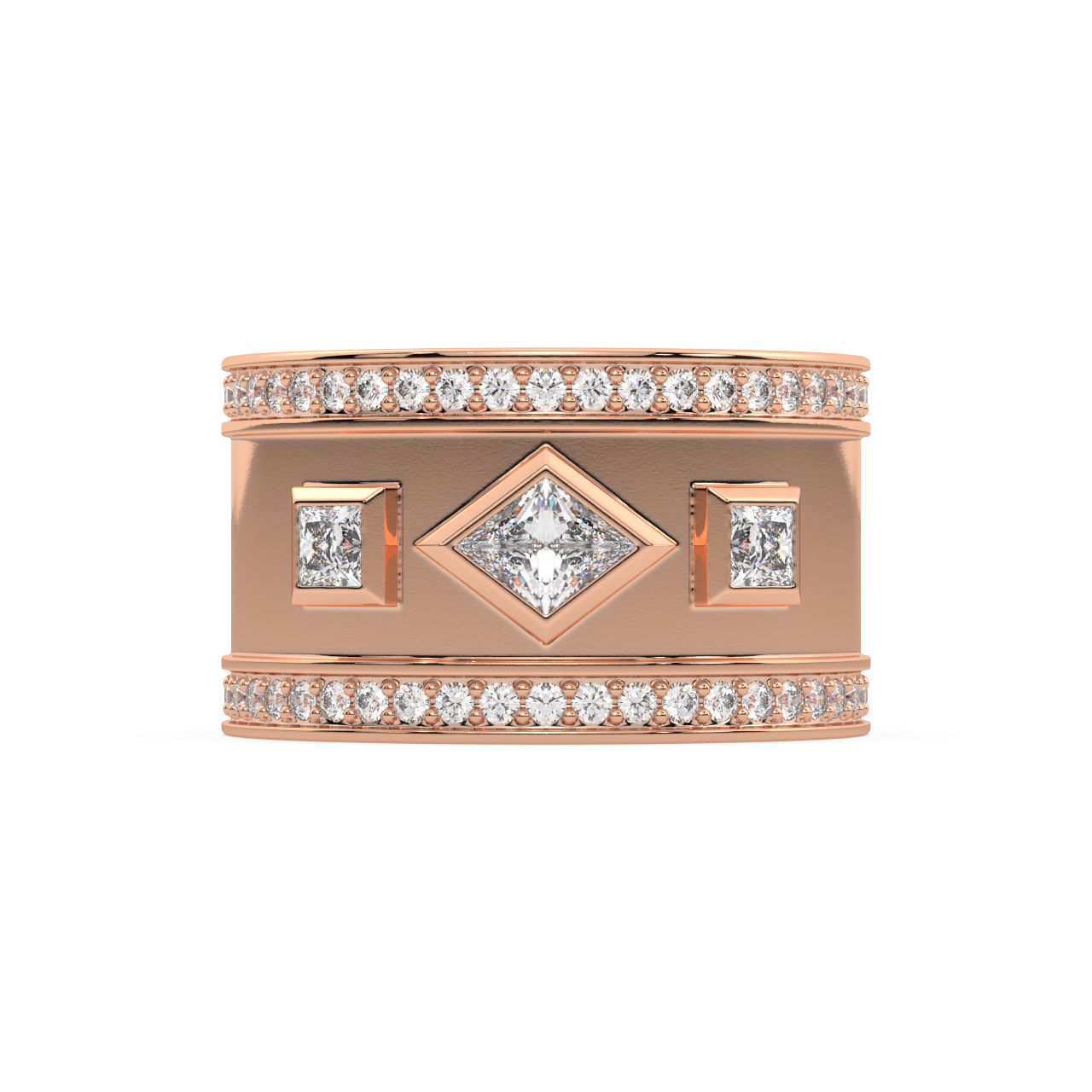White Lozenge and Carre Diamonds Ring