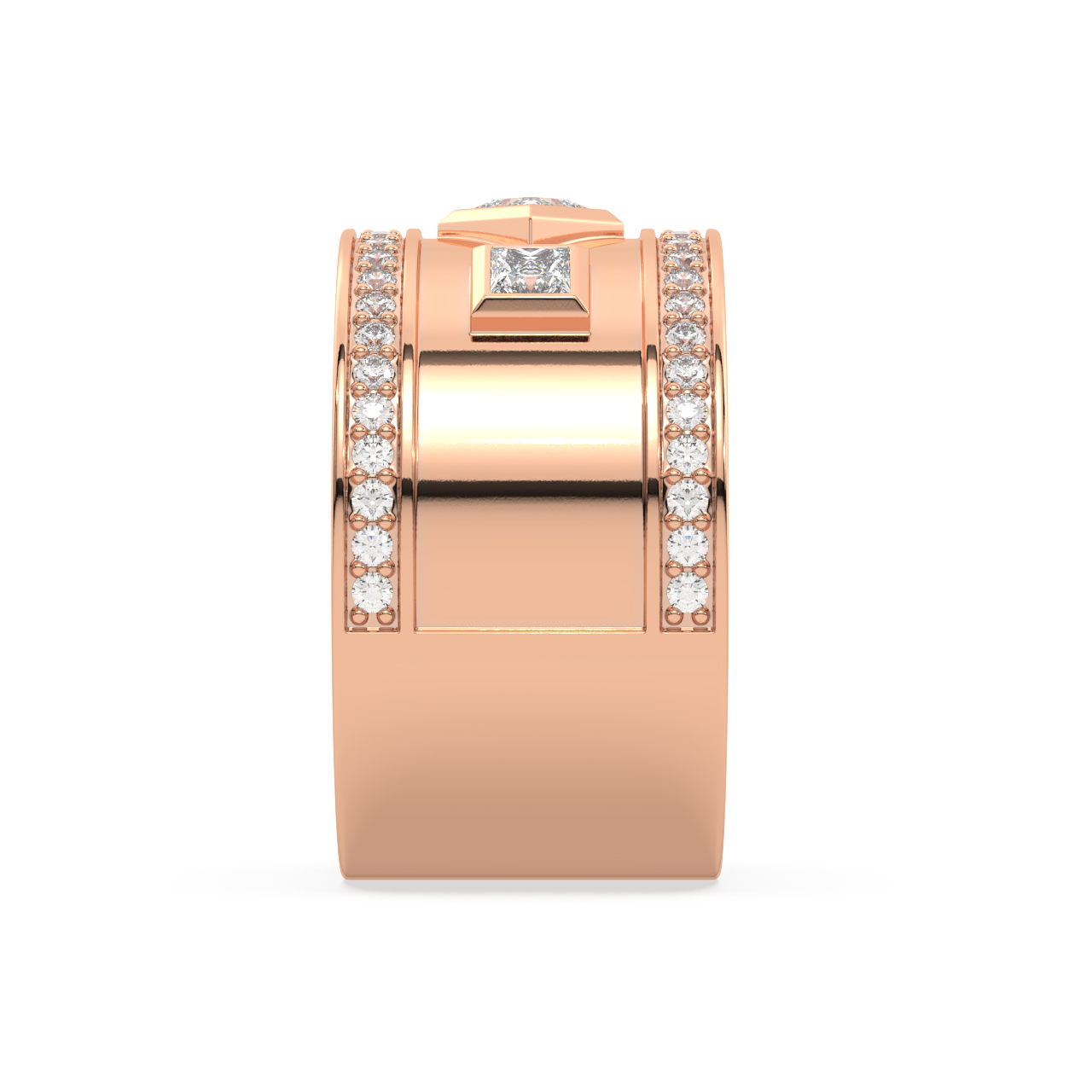 White Lozenge and Carre Diamonds Ring