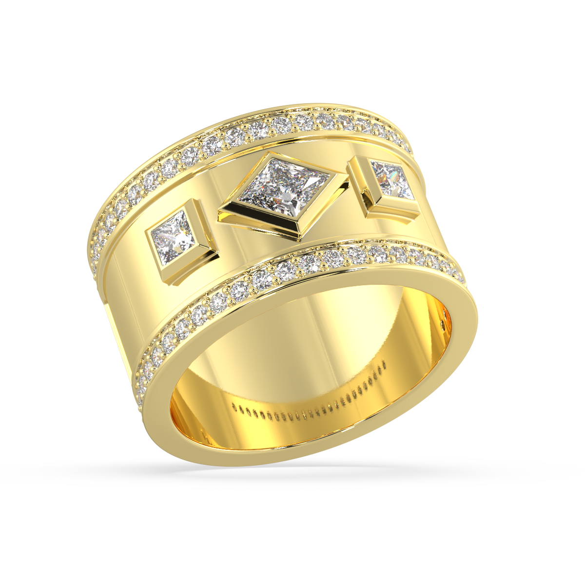 White Lozenge and Carre Diamonds Ring