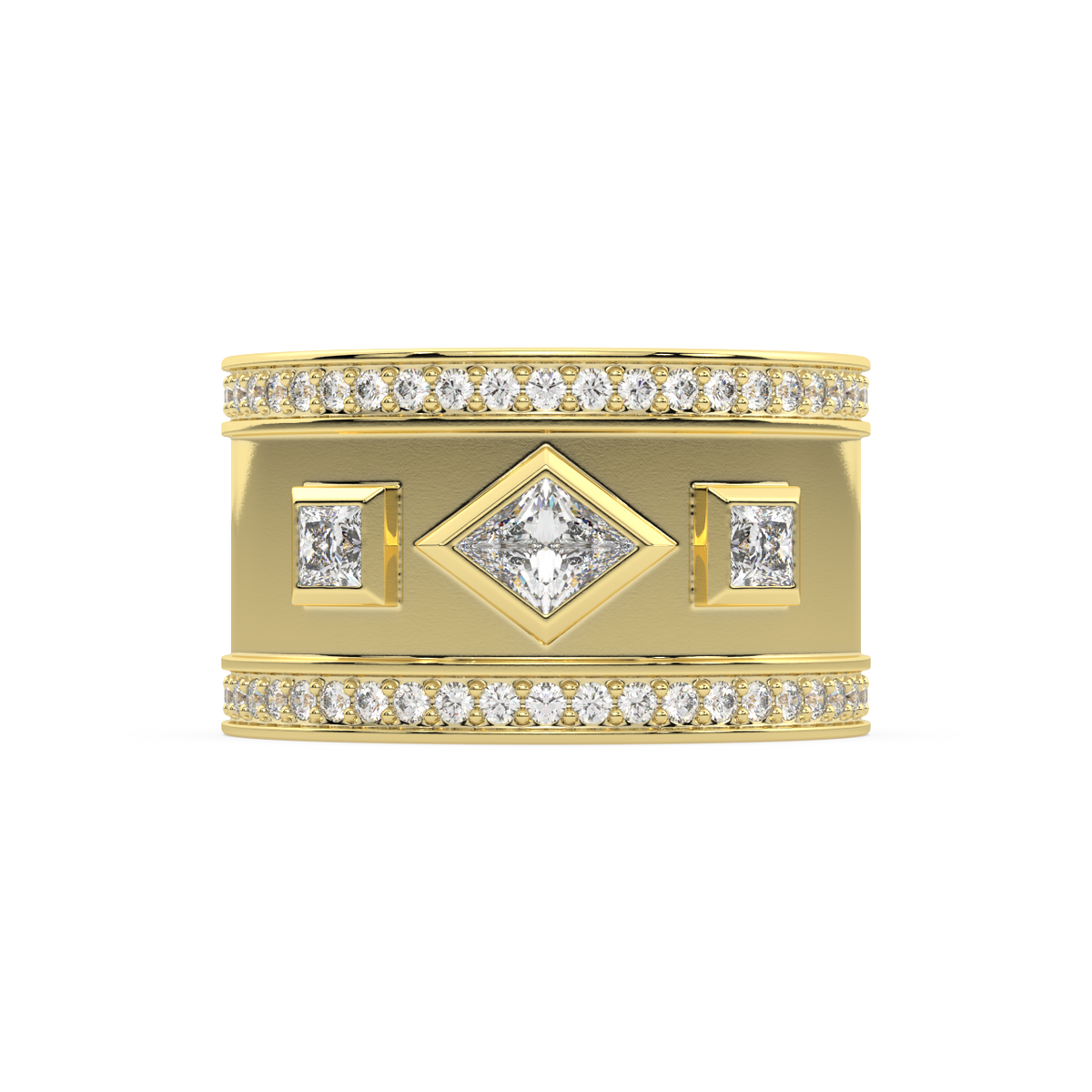 White Lozenge and Carre Diamonds Ring