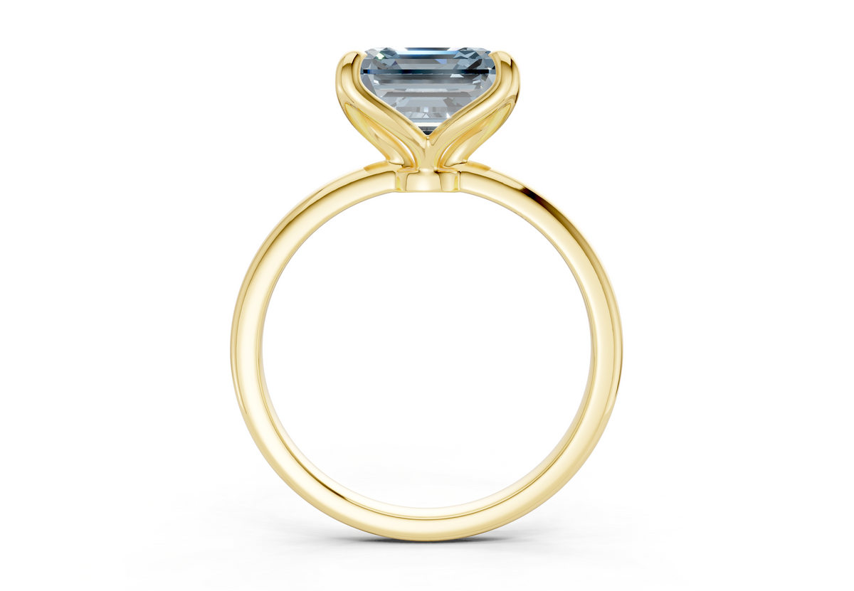Phoenix Blue Diamond Solitaire Asscher Cut 2mm Engagement Ring