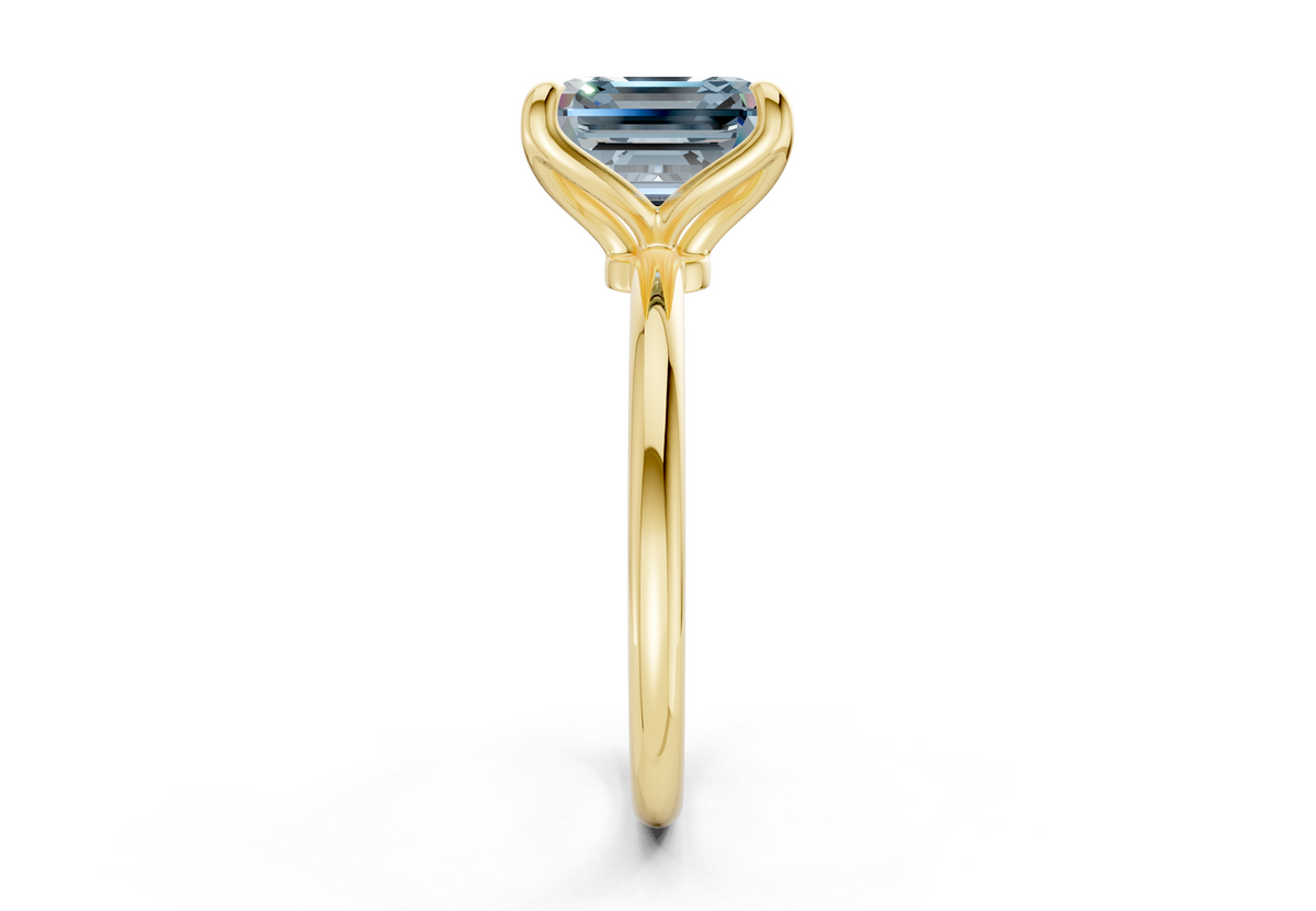 Phoenix Blue Diamond Solitaire Asscher Cut 2mm Engagement Ring