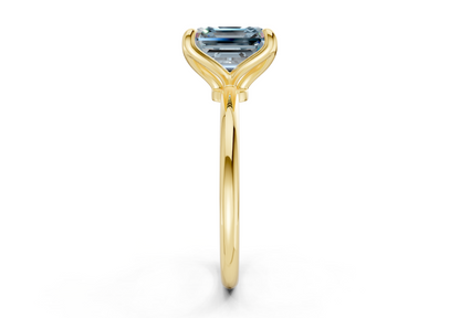 Phoenix Blue Diamond Solitaire Asscher Cut 2.3mm Engagement Ring