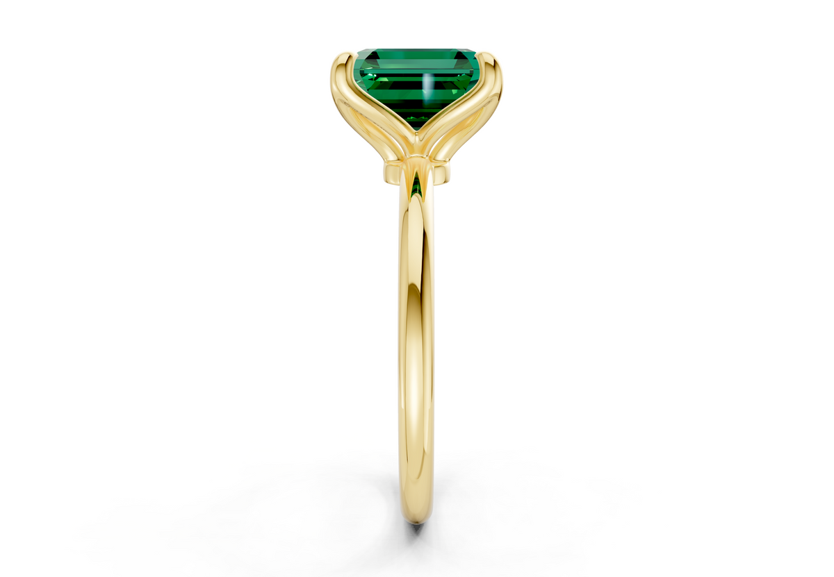 Phoenix Emerald Gemstone Solitaire Asscher Cut 1.8mm Engagement Ring