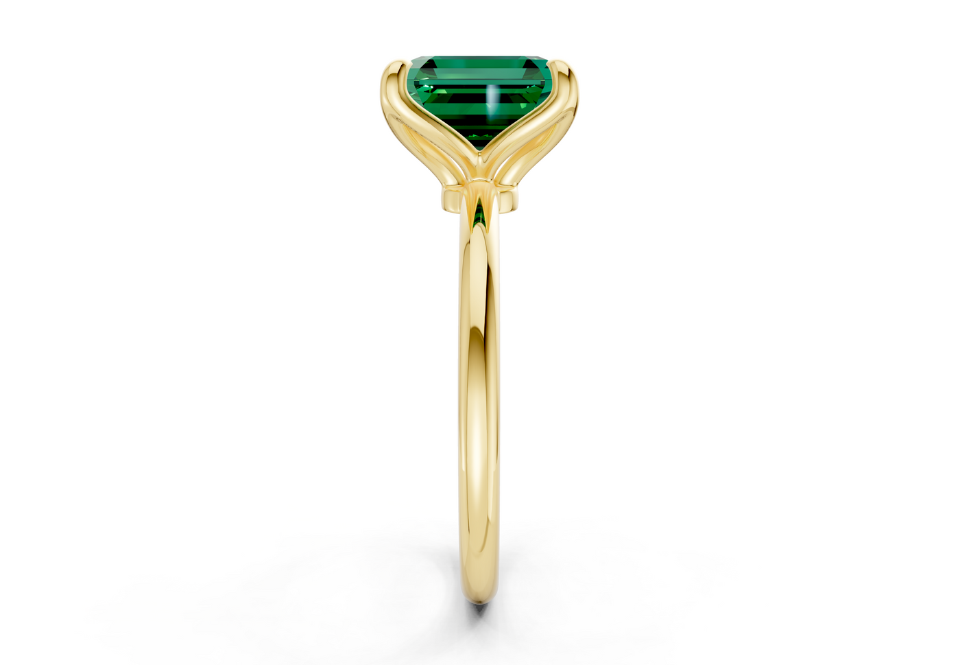 Phoenix Emerald Gemstone Solitaire Asscher Cut 2.3mm Engagement Ring