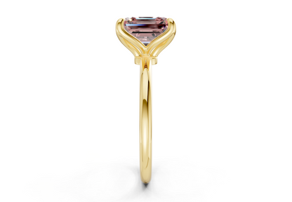 Phoenix Pink Diamond Solitaire Asscher Cut 1.8mm Engagement Ring