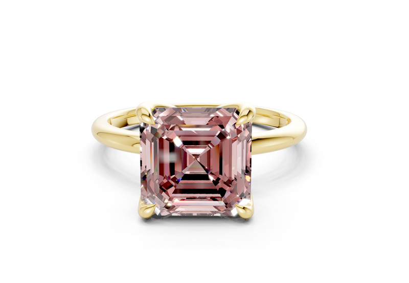 Phoenix Pink Diamond Solitaire Asscher Cut 2.3mm Engagement Ring