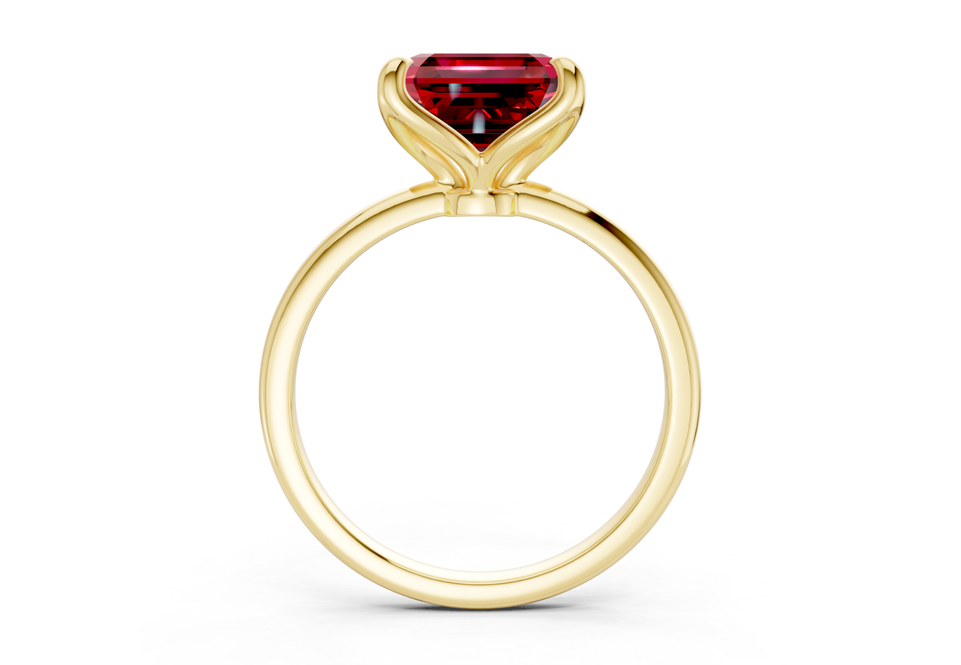 Phoenix Ruby Gemstone Solitaire Asscher Cut 1.8mm Engagement Ring