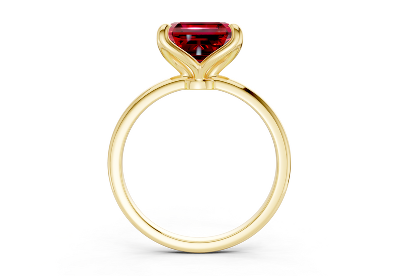 Phoenix Ruby Gemstone Solitaire Asscher Cut 2mm Engagement Ring