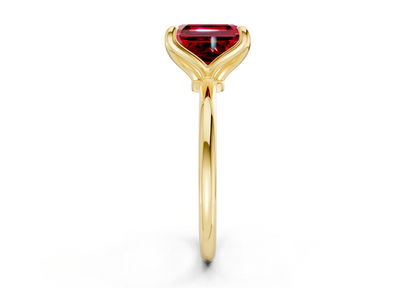 Phoenix Ruby Gemstone Solitaire Asscher Cut 1.8mm Engagement Ring