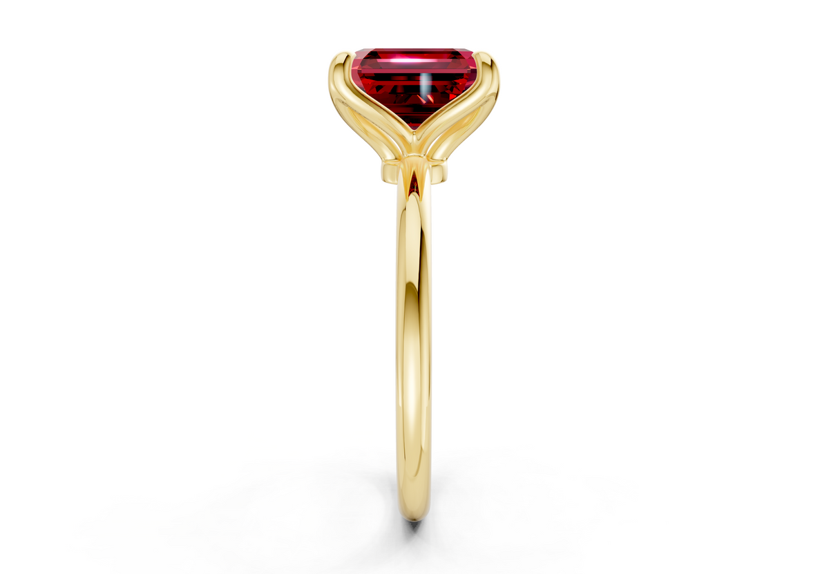 Phoenix Ruby Gemstone Solitaire Asscher Cut 2.3mm Engagement Ring