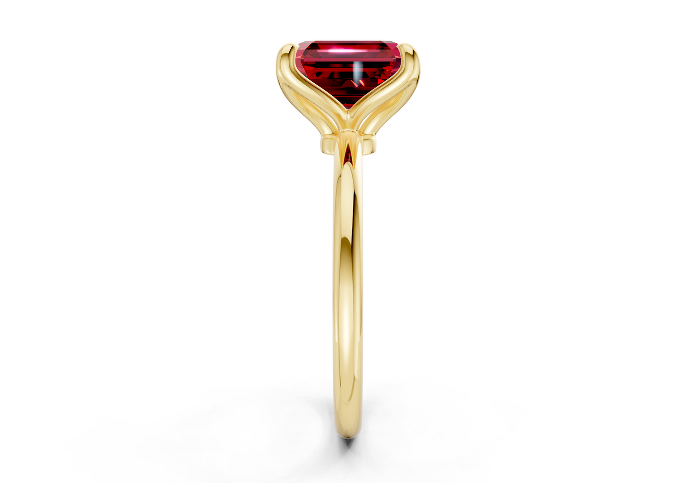 Phoenix Ruby Gemstone Solitaire Asscher Cut 2mm Engagement Ring