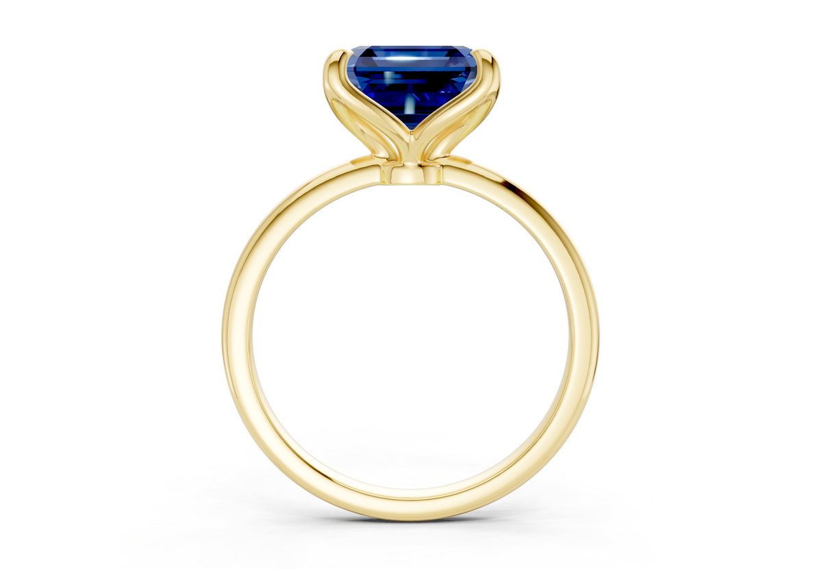 Phoenix Sapphire Gemstone Solitaire Asscher Cut 1.8mm Engagement Ring
