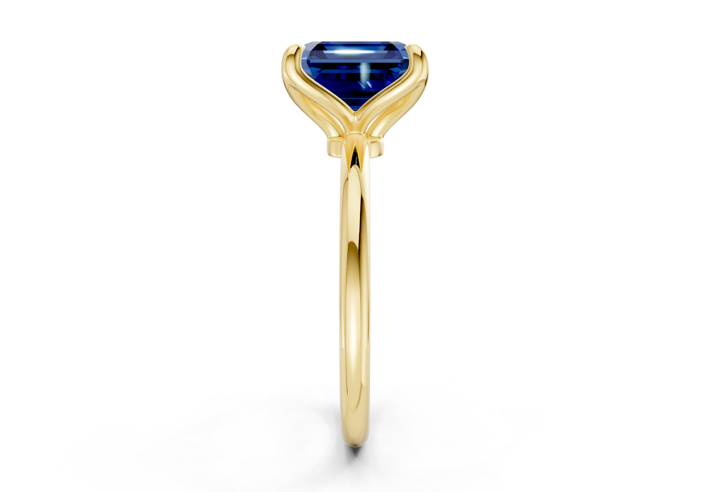 Phoenix Sapphire Gemstone Solitaire Asscher Cut 1.8mm Engagement Ring