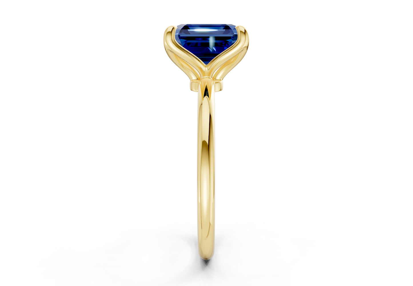 Phoenix Sapphire Gemstone Solitaire Asscher Cut 1.8mm Engagement Ring