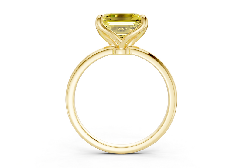 Phoenix Yellow Diamond Solitaire Asscher Cut 2.3mm Engagement Ring