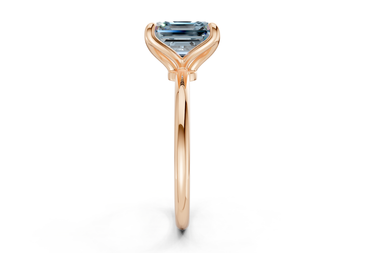 Phoenix Blue Diamond Solitaire Asscher Cut 2mm Engagement Ring