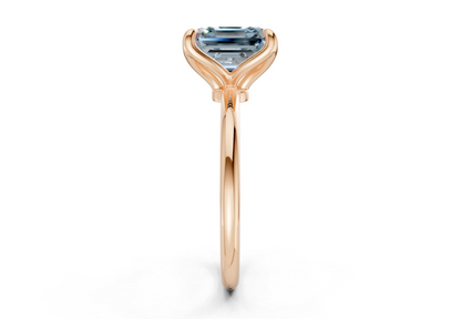 Phoenix Blue Diamond Solitaire Asscher Cut 2.3mm Engagement Ring