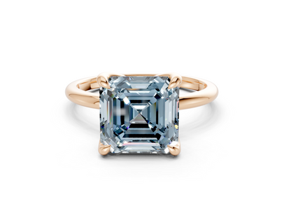 Phoenix Blue Diamond Solitaire Asscher Cut 2.3mm Engagement Ring