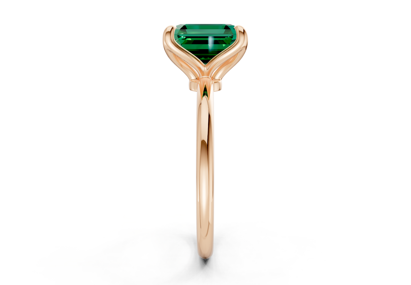 Phoenix Emerald Gemstone Solitaire Asscher Cut 1.8mm Engagement Ring