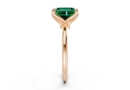 Phoenix Emerald Gemstone Solitaire Asscher Cut 1.8mm Engagement Ring