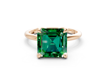Phoenix Emerald Gemstone Solitaire Asscher Cut 1.8mm Engagement Ring