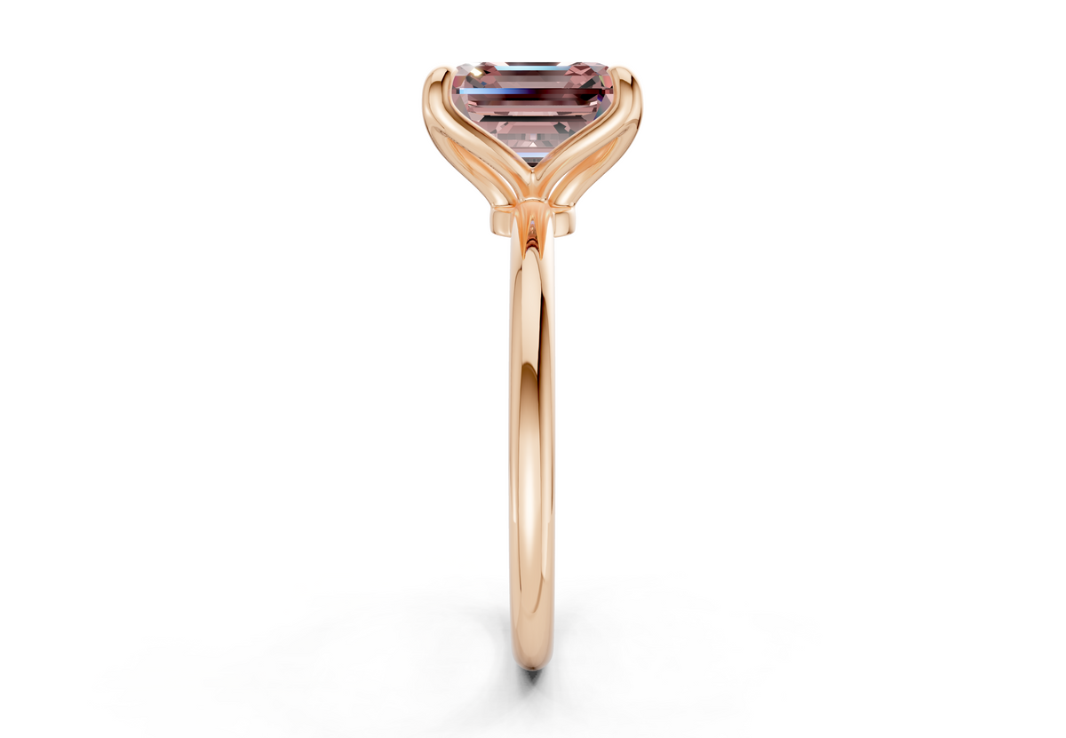 Phoenix Pink Diamond Solitaire Asscher Cut 2mm Engagement Ring
