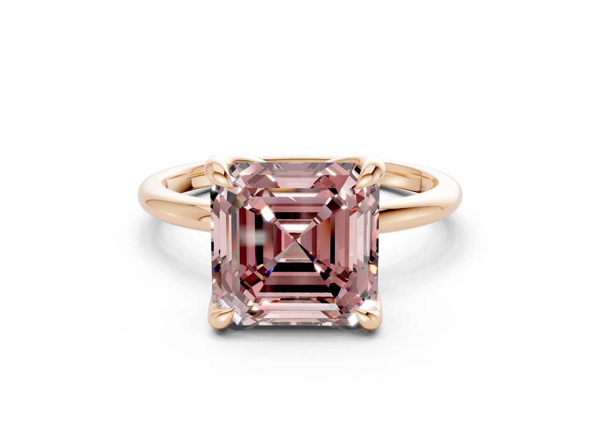 Phoenix Pink Diamond Solitaire Asscher Cut 2mm Engagement Ring