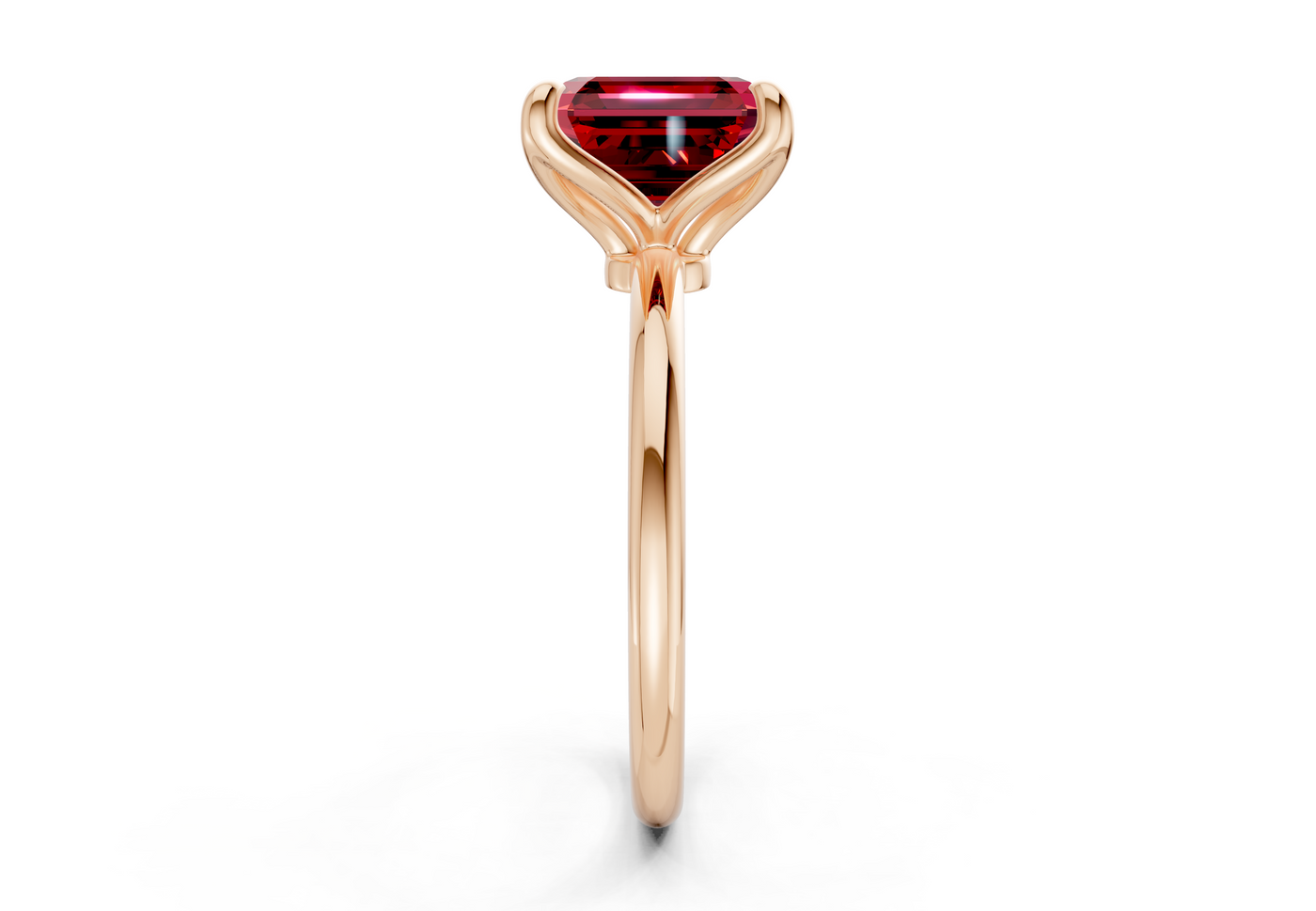 Phoenix Ruby Gemstone Solitaire Asscher Cut 1.8mm Engagement Ring