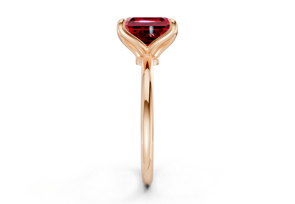 Phoenix Ruby Gemstone Solitaire Asscher Cut 1.8mm Engagement Ring