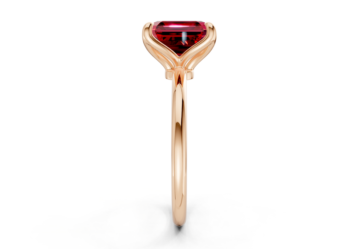 Phoenix Ruby Gemstone Solitaire Asscher Cut 2.3mm Engagement Ring