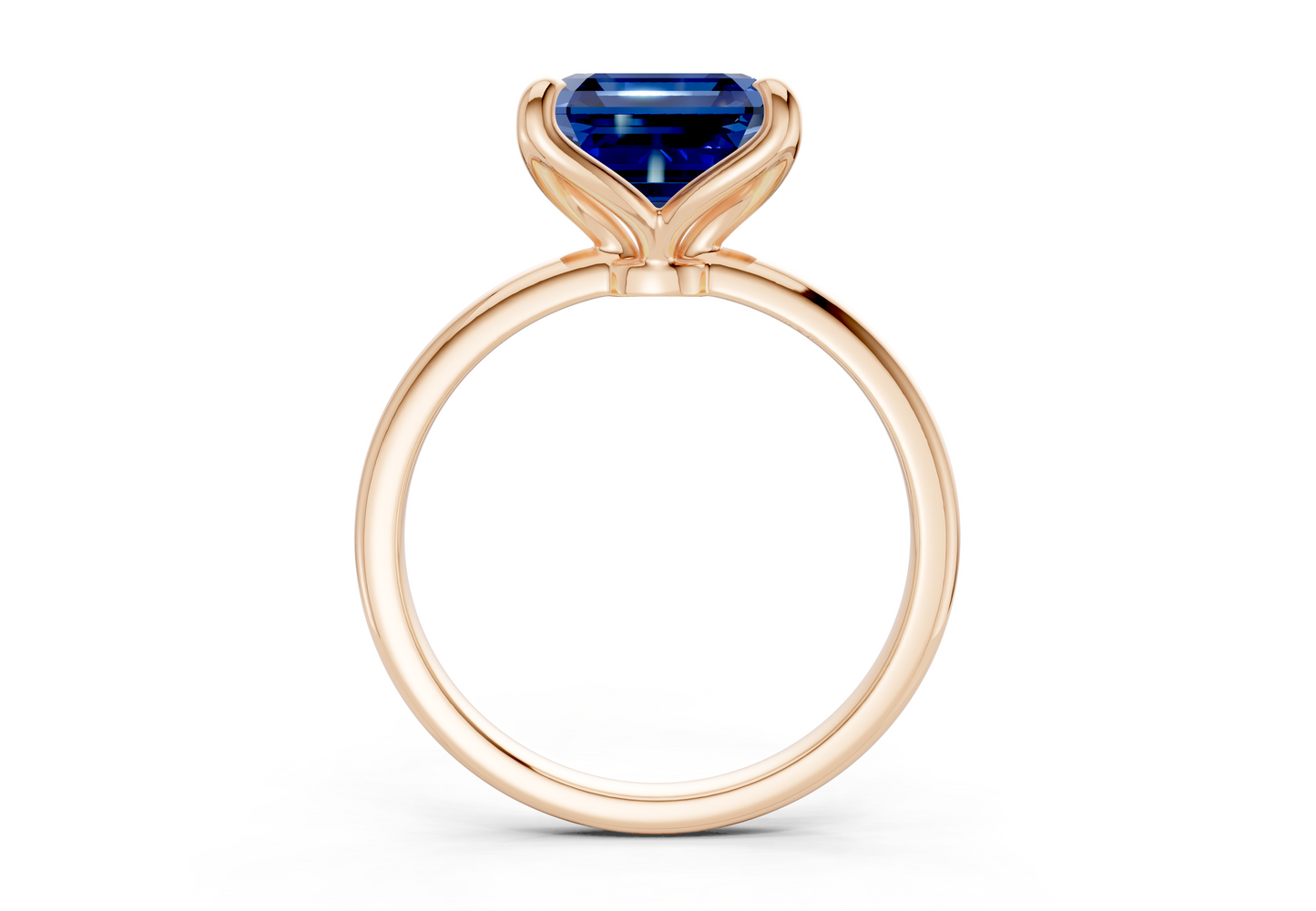 Phoenix Sapphire Gemstone Solitaire Asscher Cut 1.8mm Engagement Ring