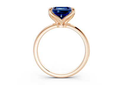 Phoenix Sapphire Gemstone Solitaire Asscher Cut 1.8mm Engagement Ring