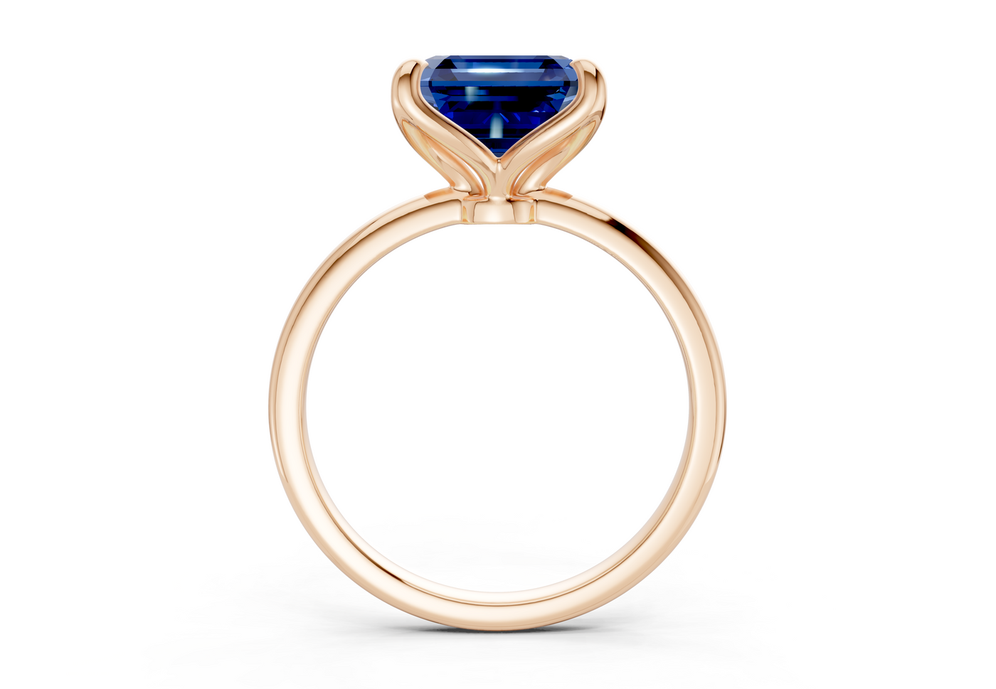 Phoenix Sapphire Gemstone Solitaire Asscher Cut 2mm Engagement Ring